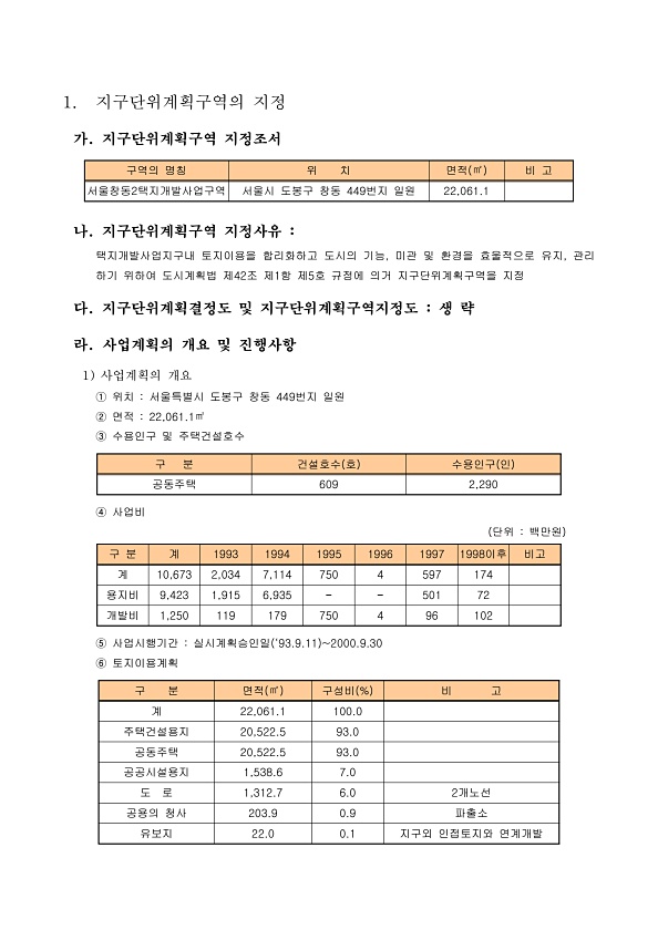 창2동 택지개발사업 지구단위계획 지침