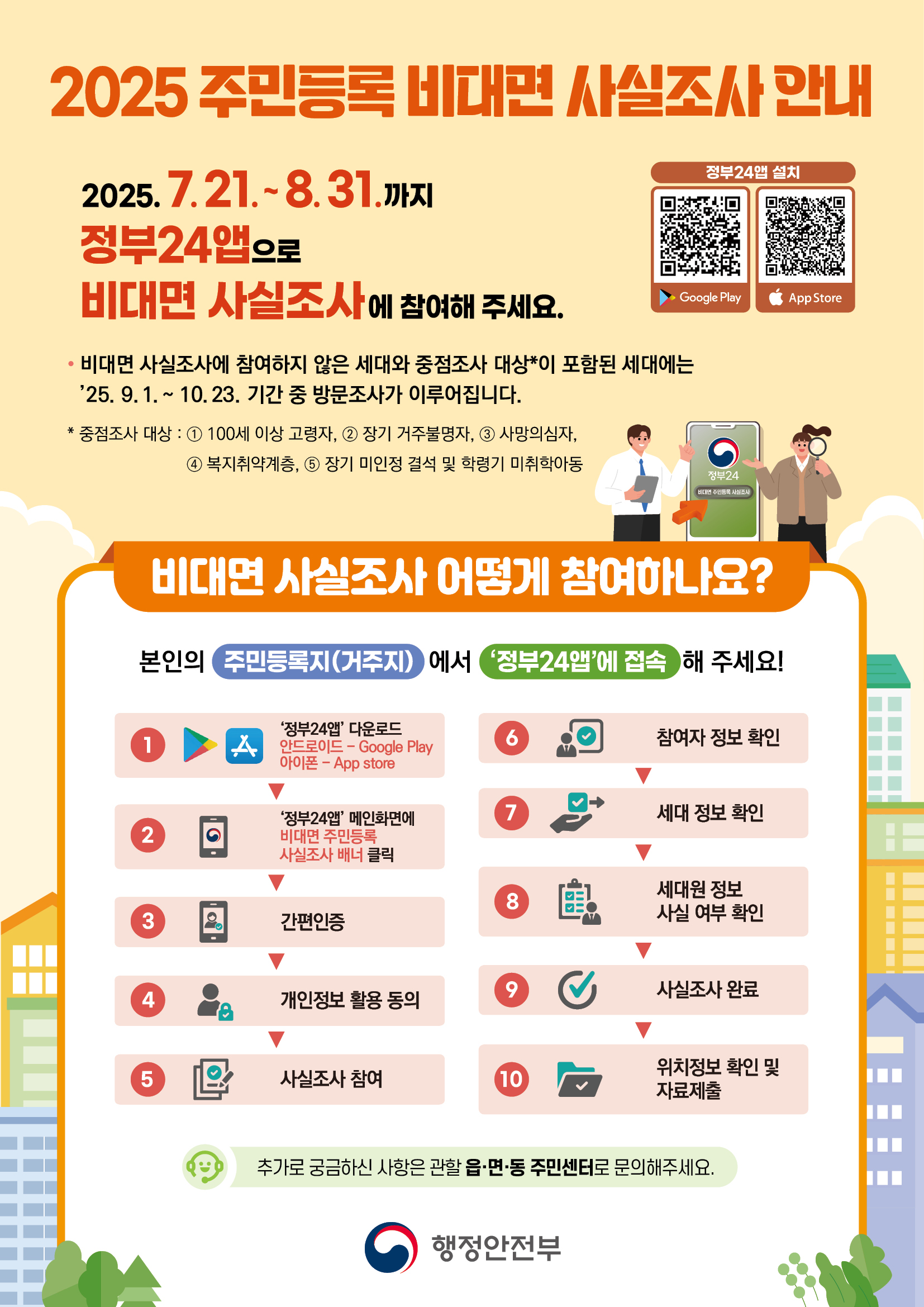 정부24 앱으로  “주민등록 비대면 사실조사”에 참여했어요 