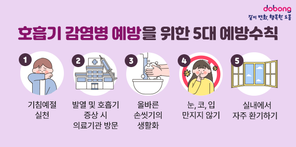 호흡기 감염병 예방을 위한 5대 예방수칙<br />