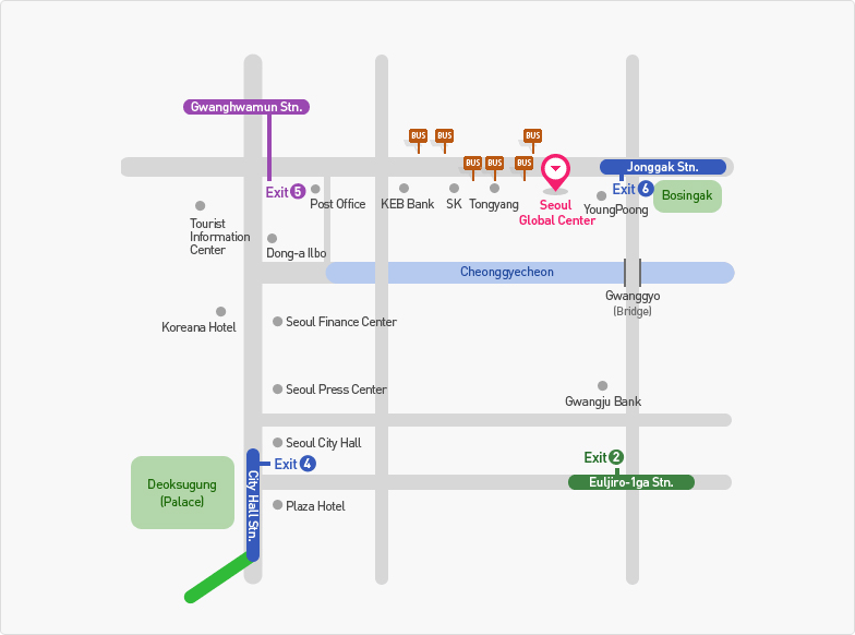 显示首尔国际中心位置的地图