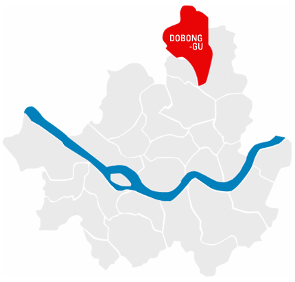 Map of administrative districts of Seoul showing the location of Dobong-gu