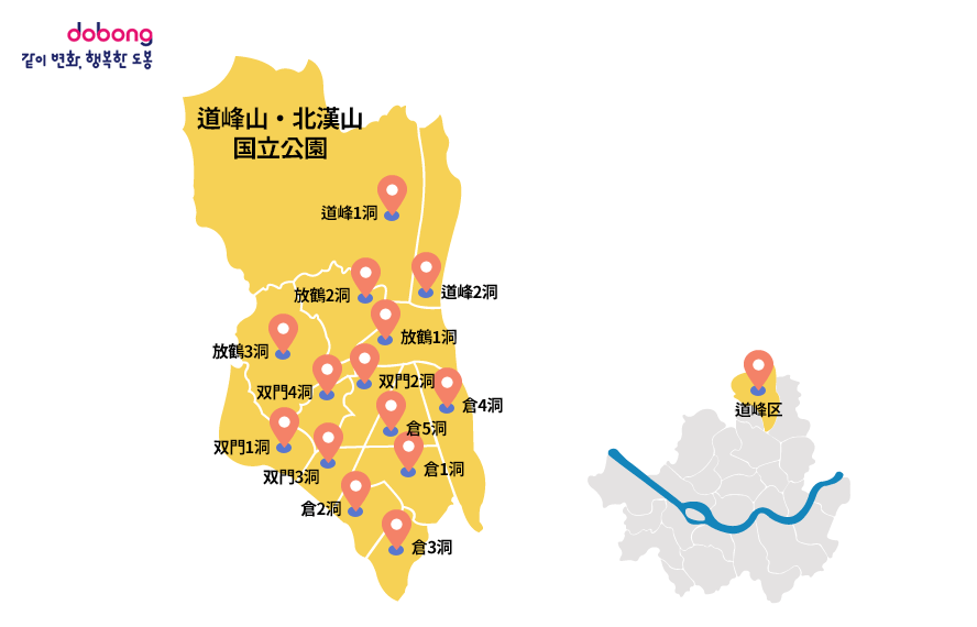 道峰区の位置を示すソウル行政区域図