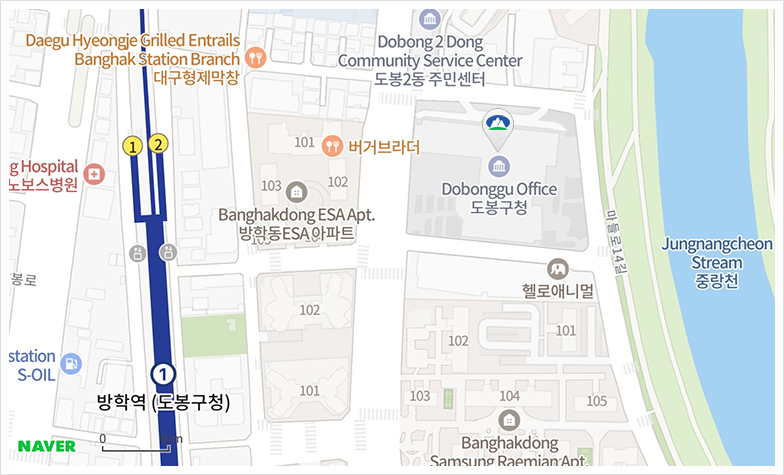 Bản đồ đường đến văn phòng Dobong-gu